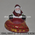 Cerâmica, tealight, vela, suporte, santa, claus, 2016, natal, decoração